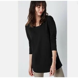 Pure Jill Women Supima Cotton Longsleeve Tunic T Shirt XL Black‎ Classic Minimal